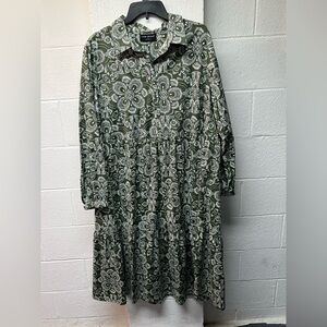 Lane Bryant Floral Green Dress size 18